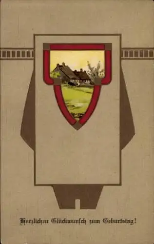 Ak Glückwunsch Geburtstag, Dorfhäuser
