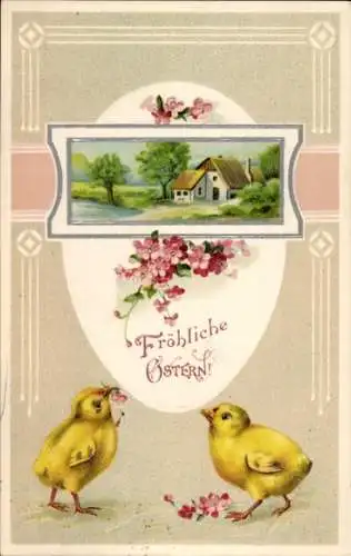 Litho Glückwunsch Ostern, Küken