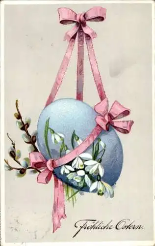 Ak Glückwunsch Ostern, Osterei, Weidenkätzchen