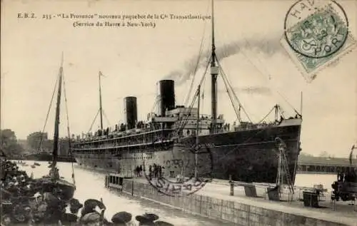 Ak Dampfer La Provence, CGT, French Line, Hafen