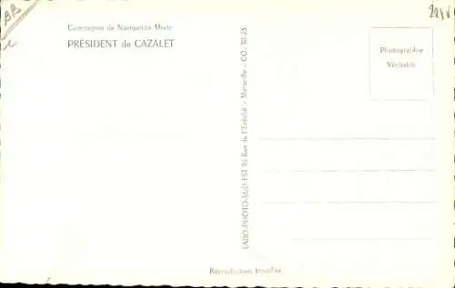 Ak Dampfschiff President de Cazalet, Compagnie de Navigation Mixte