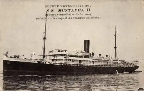 Ak Dampfschiff SS Mustapha II, Hilfskreuzer 1. Rang, Truppentransportschiff in den Orient