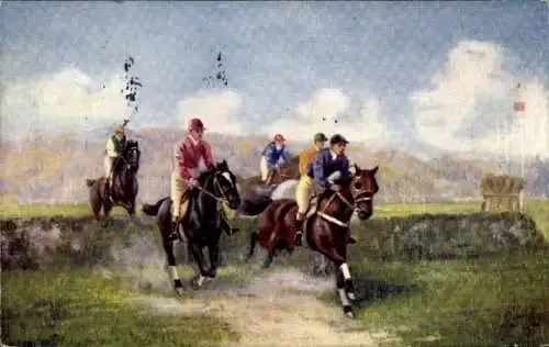 Künstler Ak Pferderennsport, Reiter
