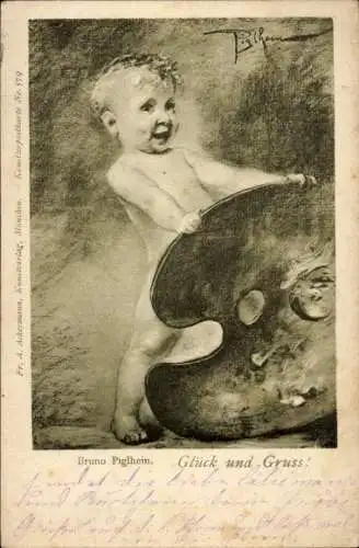 Künstler Ak Piglheim, B., Glück und Gruß, Kind-Porträt