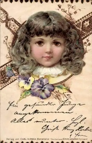 Passepartout Ak Mädchen, Portrait