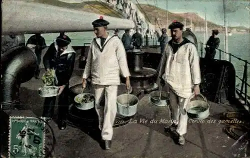 CPA Marine Francaise, La Vie du Marin, Corvée des gamelles