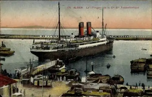 Ak Algier Alger Algerien, Hafen von Algier mit Schiffen, Personen und Gebäuden