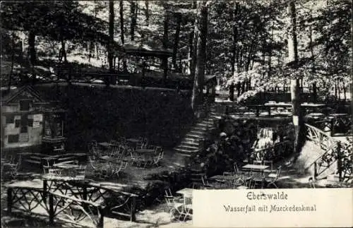 Ak Eberswalde in der Mark, Wasserfall, Mückedenkmal