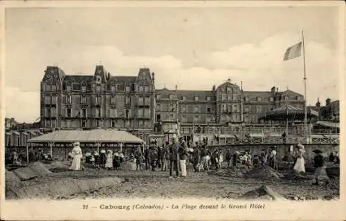 Ak Cabourg Calvados, Plage, Grand Hotel