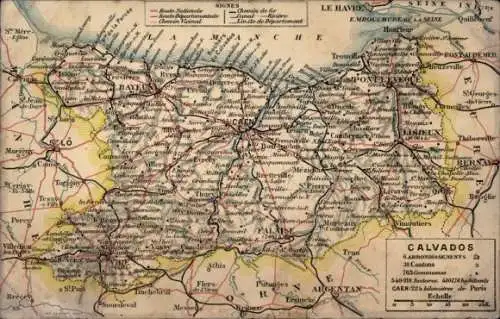 Landkarten Ak Caen Calvados, Lisieux