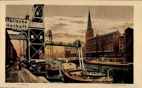 Ak Duisburg im Ruhrgebiet, Hafenpartie,  Rotterdam, Boote am Wasser, historische Gebäude