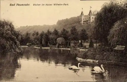 Ak Bad Neuenahr Ahrweiler Rheinland Pfalz, Wasserweiher, Schwäne, Kaiser Wilhelm-Park, Bäume, ...