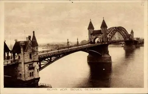 Ak Bonn am Rhein, Blick von Beuel, Rheinbrücke