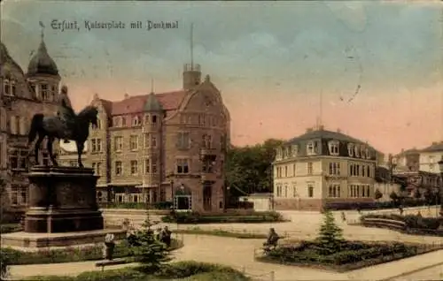 Ak Erfurt in Thüringen, Kaiserplatz, Kaiser Wilhelm Reiterdenkmal