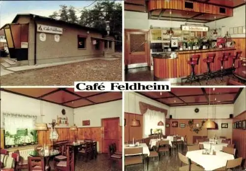 Ak Mühlenbeck Mühlenbecker Land, Café Feldheim, Außenansicht, Innenansicht, Barbereich, Restau...