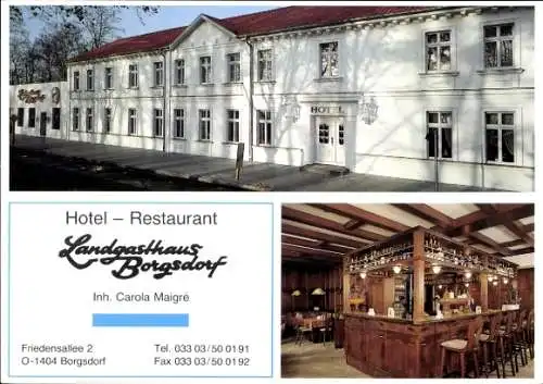 Ak Borgsdorf Hohen Neuendorf an der Oberhavel, Hotel Landgasthaus  Restaurant, Friedensallee 2...