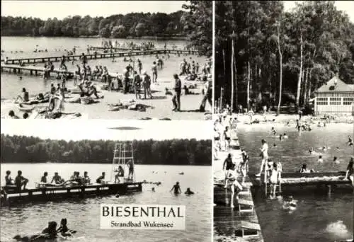 Ak Biesenthal in der Mark, Strandbad Wukensee, Badegäste