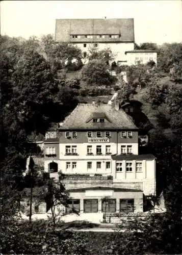 Ak Rosenthal Bielatal Sächsische Schweiz, FDGB-Erholungsheim, mehrstöckiges Gebäude, Grüntöne,...