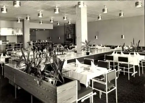 Ak Dresden Altstadt Friedrichstadt, Innenansicht eines Grillrestaurants, moderne Ausstattung, ...