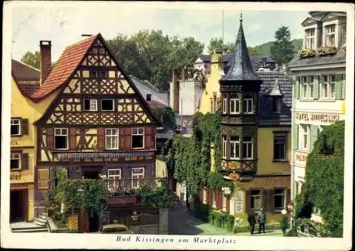 Ak Bad Kissingen Unterfranken Bayern, Marktplatz, Hotel Wittelsbach, Geschäfte