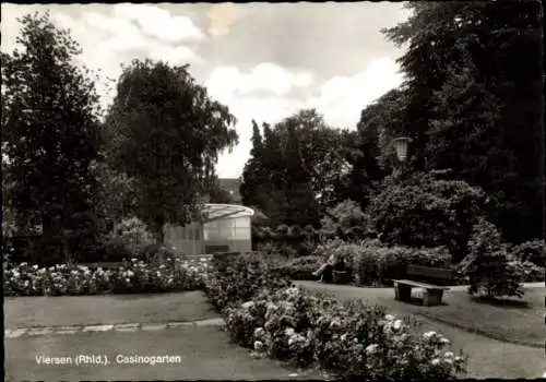 Ak Viersen in Nordrhein Westfalen, Casinogarten, Parkansicht mit Bänken und Gewächshaus