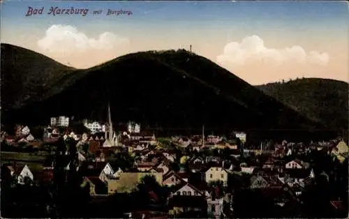 Ak Bad Harzburg am Harz, Stadtansicht, Burgberg, Häuser, Kirche, Landschaft