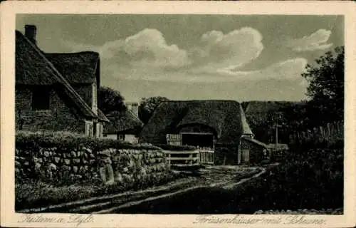 Ak Insel Sylt in Nordfriesland, Friesenhäuser mit Scheune