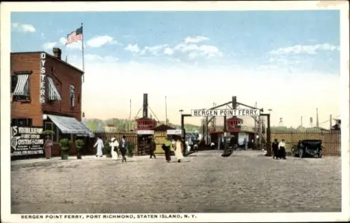 Ak Tompkinsville Staten Island New York USA, Bergen Point Ferry, Port Richmond,  NY, Menschen,...