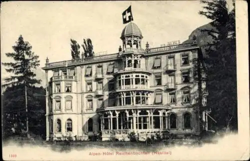 Ak Schattenhalb Kanton Bern, Reichenbachfall, Alpen-Hotel Reichenbachfall, Architektur, Schwei...