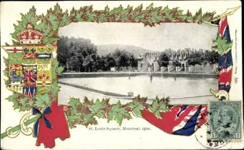 Ak Montreal Québec Kanada, St. Louis Square,  Québec, Wunderschöne Ansicht, Umgeben von Eichen...