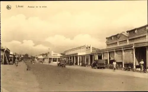 Ak Jadotville Likasi DR Kongo Zaire, Avenue de la mine, historische Architektur, Autos, Mensch...