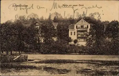 Ak Schmalkalden im Thüringer Wald, Am neuen Teich, Villa