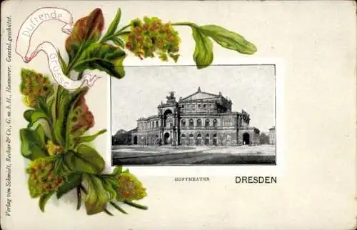 Präge Passepartout Ak Dresden, Hoftheater, Blumen