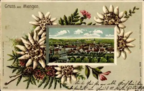 Präge Passepartout Litho Mengen in Oberschwaben Württemberg, Gesamtansicht