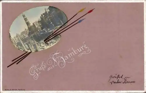 Präge Ak Hamburg, Gesamtansicht, Pinsel