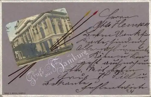 Präge Passepartout Ak Hamburg, Amtsgebäude, Pinsel