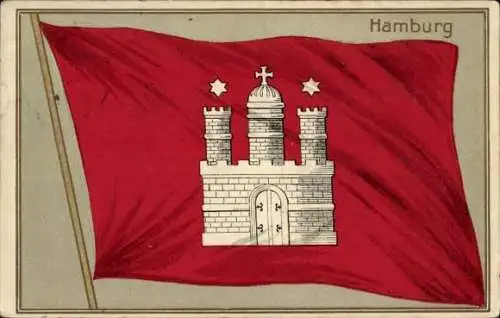 Präge Wappen Ak Hamburg, Fahne, Schloss, Türme