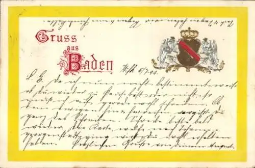 Präge Wappen Ak Baden, Krone