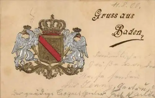 Präge Wappen Ak Baden, Krone