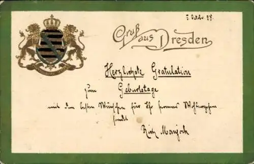 Präge Wappen Ak Dresden, Stadtwappen