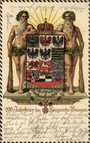 Präge Wappen Litho 200 Jahrfeier des Königreichs Preußen 1701 1901