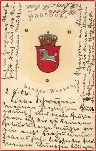 Präge Wappen Ak Hannover, Landeswappen, Krone, Pferd