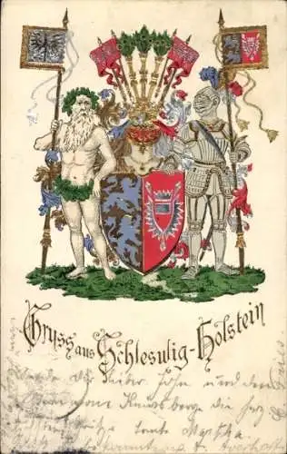 Präge Wappen Litho Schleswig-Holstein, Ritter, Alter Mann