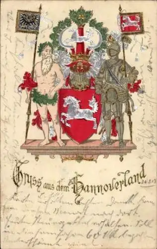 Präge Wappen Litho Hannover, Ritter, Alter Mann