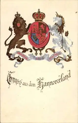 Präge Wappen Ak Hannover, Krone, Einhorn, Löwe
