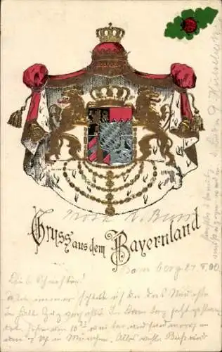 Präge Wappen Ak Bayern, Krone, Löwen