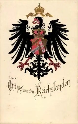 Präge Wappen Ak Reichsland, Schwarzer Adler, Krone