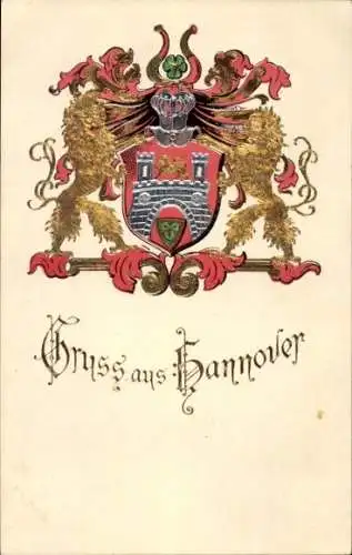 Präge Wappen Ak Hannover, Ritterhelm, Löwen