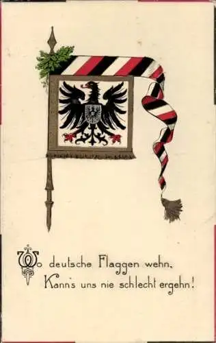 Wappen Ak Schwarzer Adler, Wo deutsche Flaggen wehen...
