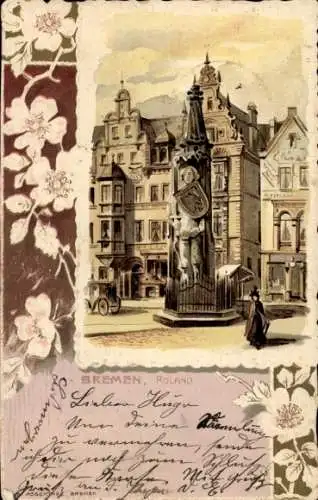 Präge Litho Hansestadt Bremen, Rolanddenkmal am Marktplatz